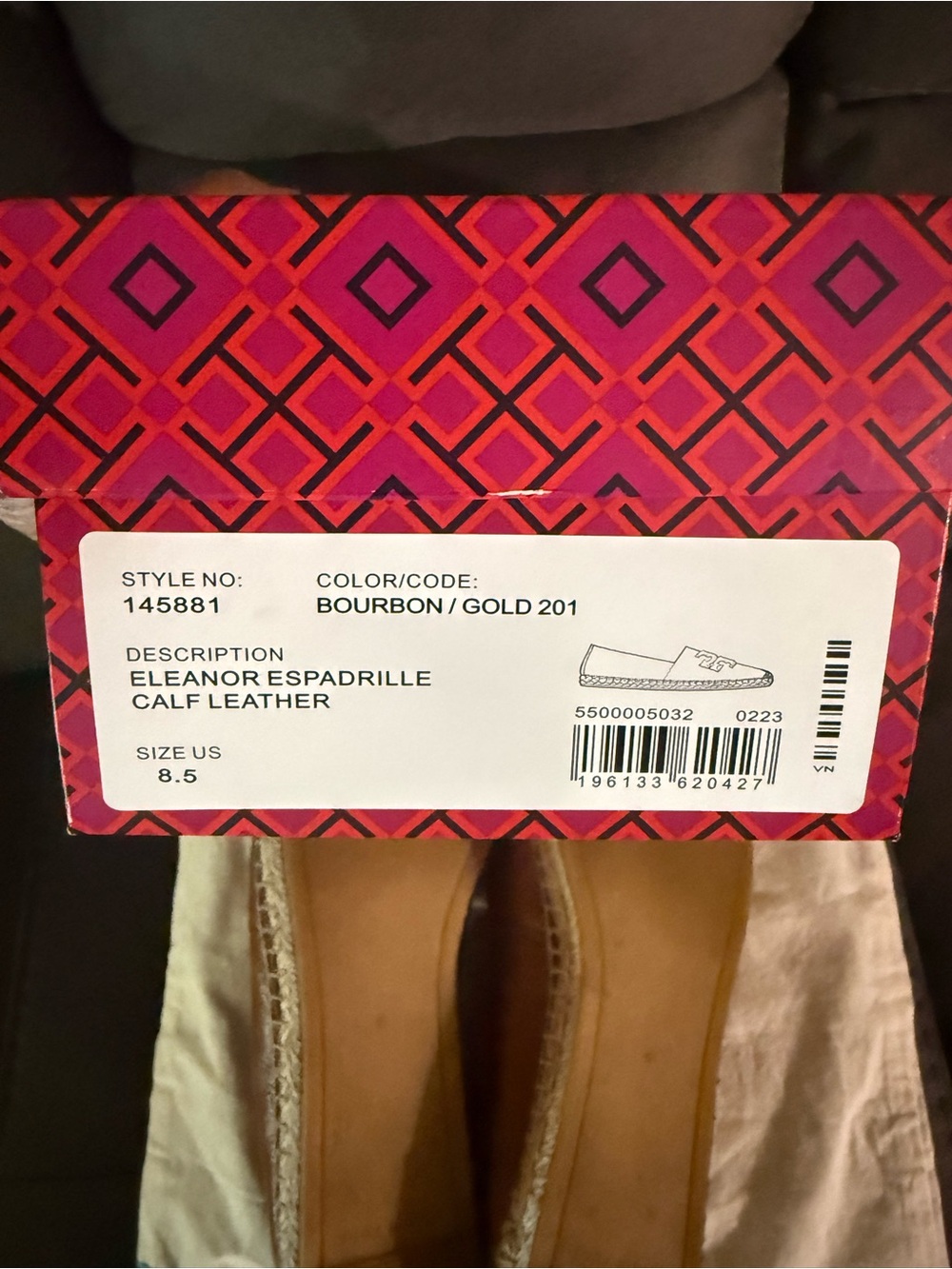 Tory Burch Brown Leather Espadrille Flats with Gold Logo size 8.5 - Picture 7 of 9